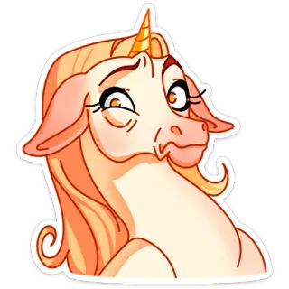 😞 unicorn, imut, kartun, emoji, hewan, ajaib, fantasi whatsapp sticker