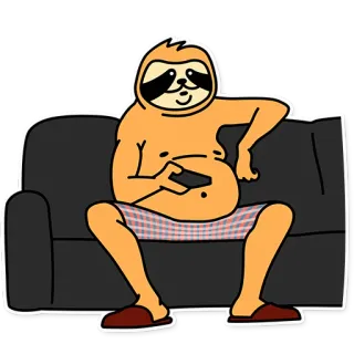 📺 paresseux, canapé, paresseux, détendu, dessin animé, animal whatsapp sticker