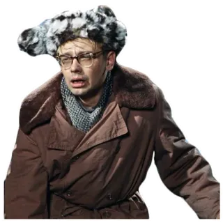 😭 man, winter hat, coat, eyeglasses, serious, portrait telegram sticker