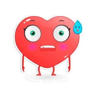 😱 Herz, Emoji, Schweiß, ängstlich, Cartoon, Figur, niedlich, nervös telegram sticker
