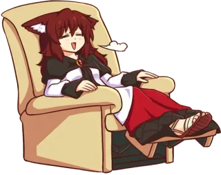 😌 Anime, Ontspannend, Karakter, Kawaii, Vos, Stoel, Schattig, Rusten telegram sticker