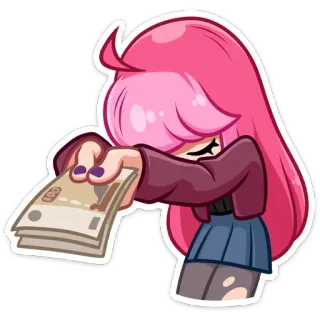 💵 money, giving, cute, anime, cartoon telegram sticker