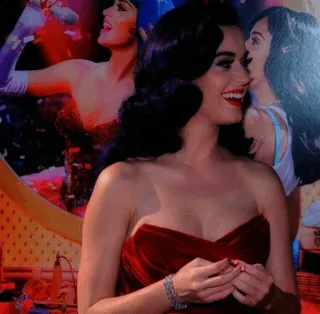 🌈 Katy Perry singer, pop star, celebrity, woman, red dress, portrait whatsapp sticker