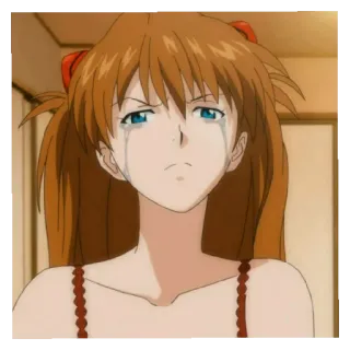 😭 Asuka Langley Soryu Neon Genesis Evangelion Anime, traurig, weinen, Charakter, Mädchen, Evangelion, Asuka, emotional whatsapp sticker