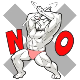 ❌ NO Hase, Bodybuilder, Muskulös, Ablehnung, Nein, Fitness whatsapp sticker