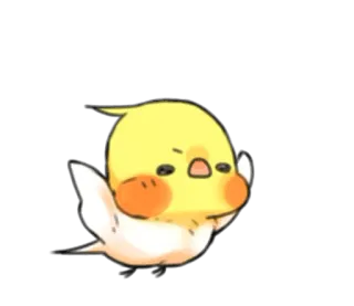 😏 mignon, oiseau, animal, jaune, kawaii telegram sticker
