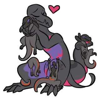👩‍👧‍👧 monster, dragon, cute, heart, love, mother, family whatsapp sticker