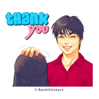 🙏 thank you dziękuję, wdzięczny, anime, kreskówka, emotikon, naklejka telegram sticker