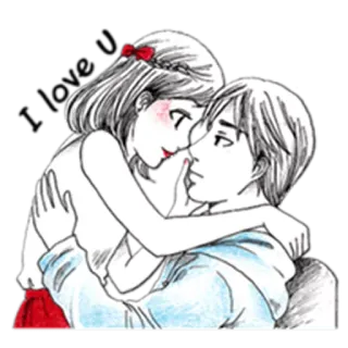 ❤ I Love U Liebe, Paar, Umarmung, Romantik, Zuneigung telegram sticker
