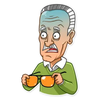 😨 cartoon, nervous, man, worried, sweating, glasses telegram sticker