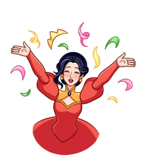 🥳 woman, celebration, confetti, joyful, happy, festive, party, celebrating telegram sticker
