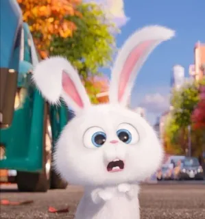 😨 Snowball The Secret Life of Pets rabbit, bunny, cute, white, animated, cartoon telegram sticker
