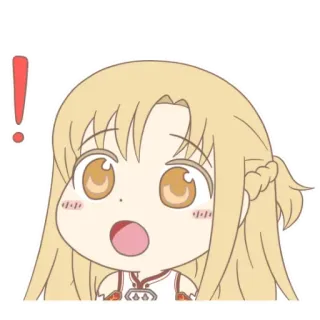 🐱 Asuna Yuuki Sword Art Online Anime, Cartoon, Uitroep, Geschrokken, Meisje whatsapp sticker