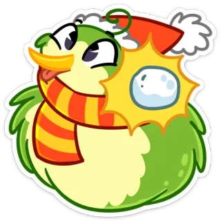 😋 pássaro, natal, inverno, bola de neve, cachecol, engraçado telegram sticker