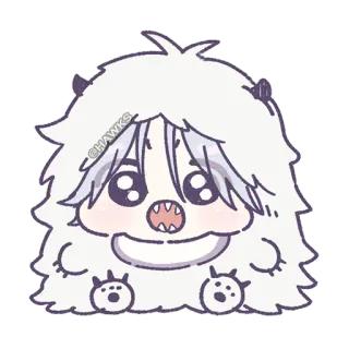 😳 @HAWKS süß, Yeti, Monster, kawaii, flauschig, Cartoon telegram sticker