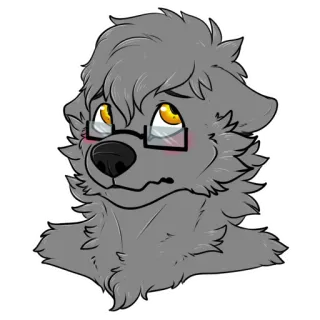 😊 Furry, Anthro, Lobo, Dibujos animados, Gafas, Lindo, Triste, Expresión telegram sticker