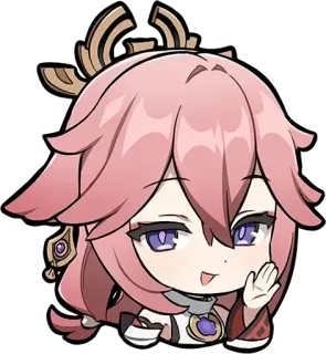 😉 Yae Miko Genshin Impact อนิเมะ, วิดีโอเกม, เก็นชินอิมแพ็ค, ยาเอะ มิโกะ, น่ารัก, จิบิ telegram sticker