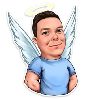 😇 malaikat, kartun, sayap, lingkaran cahaya, stiker, potret telegram sticker