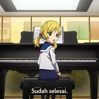 ✨ Sudah selesai. anime, girl, piano, music, student telegram sticker