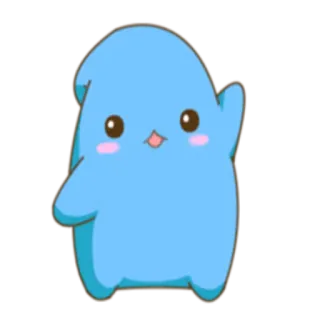 🙂 imut, kawaii, blob, kartun, ramah, melambai, biru whatsapp sticker
