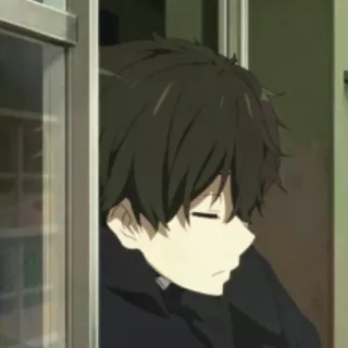 🐛 アニメ, 少年, ポートレート, プロフィール, 眠い, 黒髪 telegram sticker
