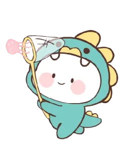🐙 cute, dinosaur, bubble, cartoon, sticker, anime telegram sticker