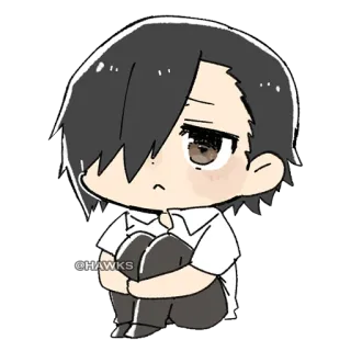 🙁 @HAWKS traurig, chibi, anime, charakter, süß, junge telegram sticker