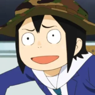 🥺 Anime, Desenho animado, Personagem, Engraçado, Expressão, Rosto, Chapéu camuflado telegram sticker