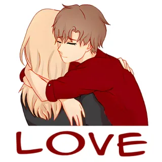 ❤️ LOVE любовь, объятие, нежность, пара, романтика, мультфильм telegram sticker