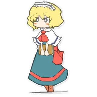 😌 Anime-Mädchen, süß, Chibi, kawaii, blonde Haare, Kleid telegram sticker