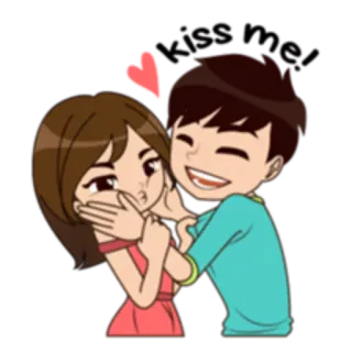 💋 カップル, ロマンス, 漫画, 愛, ハグ, キス, 関係 telegram sticker