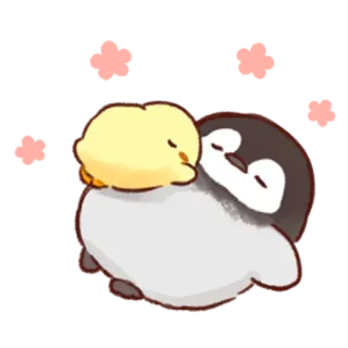 🍠 chim cánh cụt, gà con, dễ thương, động vật, tình bạn, hoạt hình telegram sticker