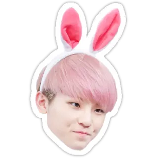 👶 bunny, ears, cute, pink, man, kpop telegram sticker
