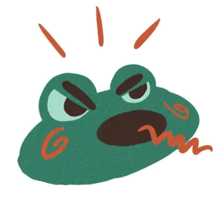 😡 青蛙, 生气, 难过, 卡通, 动物, 绿色 telegram sticker