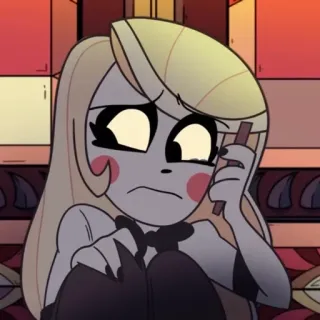 🟡 Charlie Magne Hazbin Hotel Чарли, Hazbin Hotel, мультфильм, грустный, анимированный telegram sticker