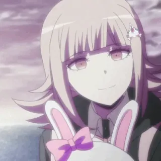 🌸 Chiaki Nanami Danganronpa Anime, Videojuego, Rosa, Chica, Personaje, Conejo telegram sticker