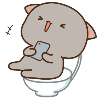 🚽 cat, toilet, phone, cute, cartoon, bathroom whatsapp sticker