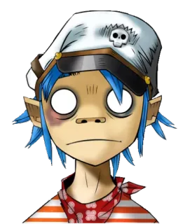 😕 2-D Gorillaz Cartone animato, Band, Musica, Gorillaz, 2-D telegram sticker