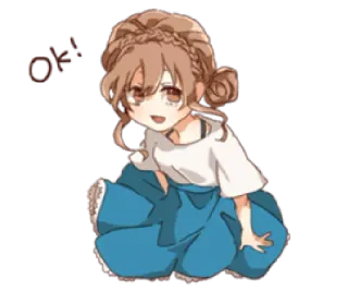 👌 OK! anime girl, cute, happy, cartoon, kawaii telegram sticker