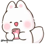 😁 @tarsiSticker cute, animal, rabbit, phone, sticker whatsapp sticker