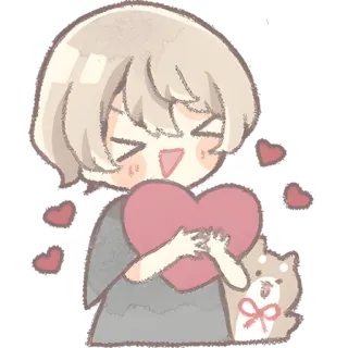 🫶 หัวใจ, ความรัก, น่ารัก, หมา, อนิเมะ, การ์ตูน, คาวาอิ telegram sticker