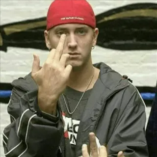 ☹️ Eminem Eminem, dedo do meio, ofensivo, música, rapper whatsapp sticker