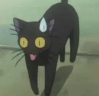 🤯 Katze, schwarze Katze, Anime, Aufkleber, Cartoon, Tier telegram sticker