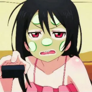 🎈 Anime, Gurke, Maske, Schönheit, Mädchen, Schläfrig telegram sticker