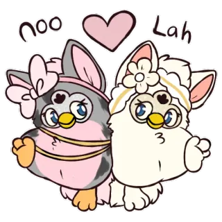 💖 noo Lah furby, cute, cartoon, kawaii, couple, love telegram sticker
