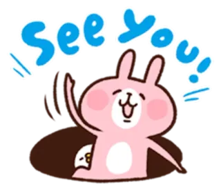 🐰 See you! królik, machanie, kreskówka, do widzenia, pożegnanie, powitanie, słodki telegram sticker