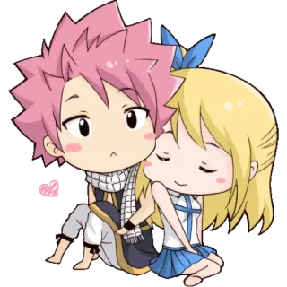💕 Natsu Dragneel and Lucy Heartfilia Fairy Tail Anime, Fairy Tail, Natsu Dragneel, Lucy Heartfilia, Amor, Chibi, Fofo, Fanart telegram sticker