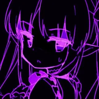 💓 动漫, 女孩, 紫色, 轮廓, 卡通 telegram sticker