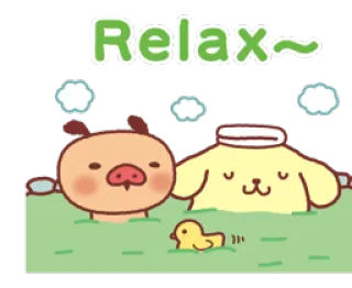 😌 Relax~ relax, cute, animal, kawaii, pig, dog telegram sticker