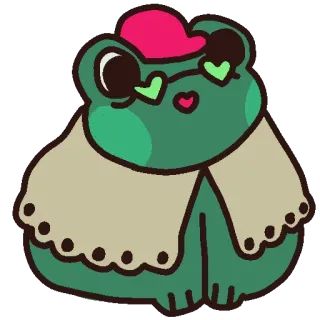 👵 sapo, fofo, animal, desenho animado, verde, óculos de sol de coração telegram sticker